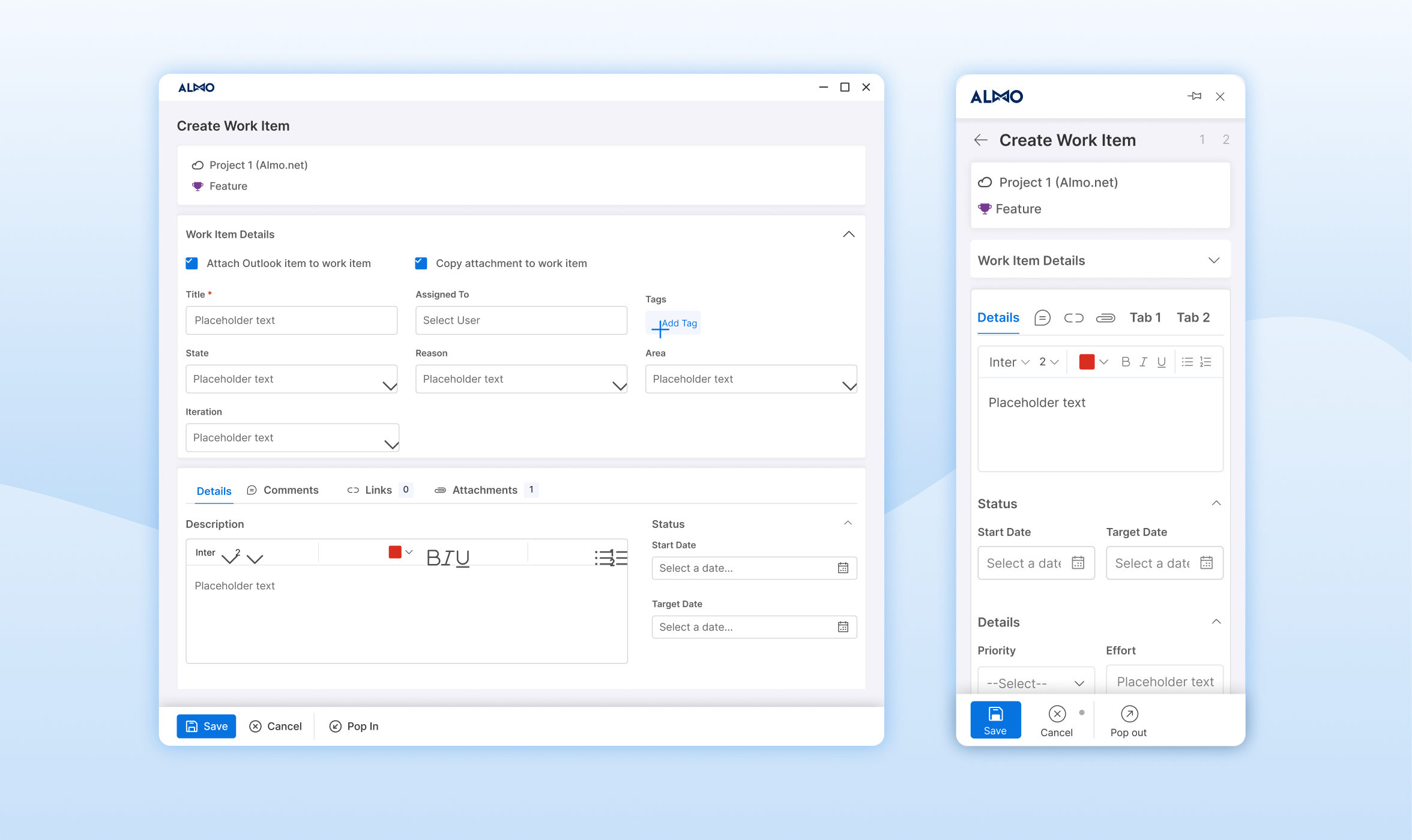 Almo interface in new Outlook