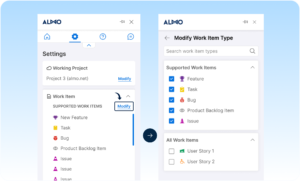 Customise Work Item Types in Almo for Outlook